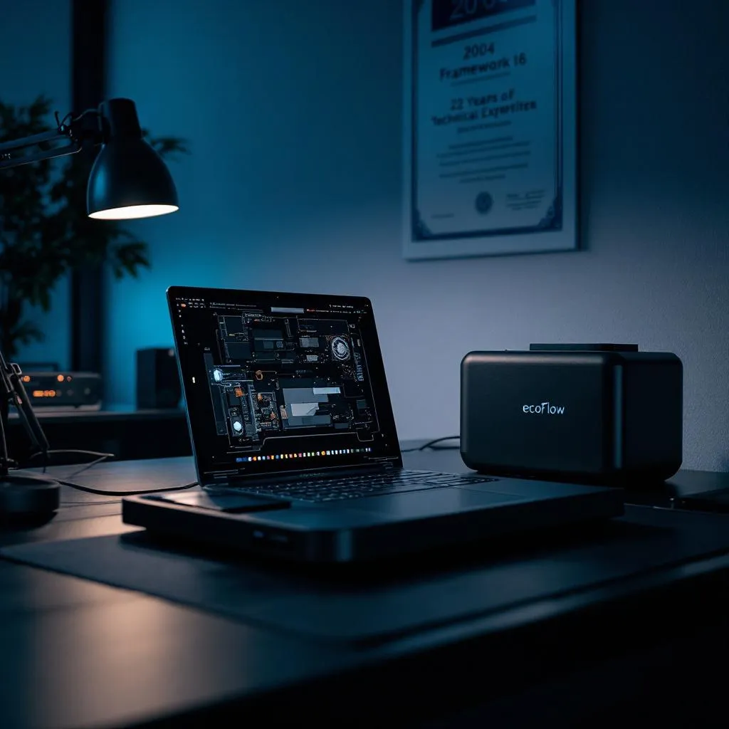 SalEvents technical workstation featuring modular laptops and EcoFlow power solutions, established 2004